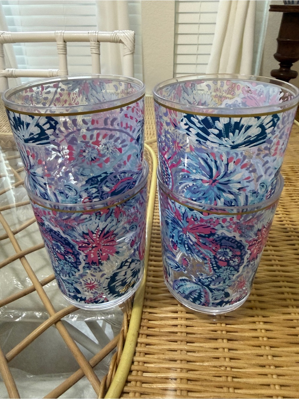 Lilly Pulitzer Set of 4 Acrylic Tumblers Lo-Ball Glasses